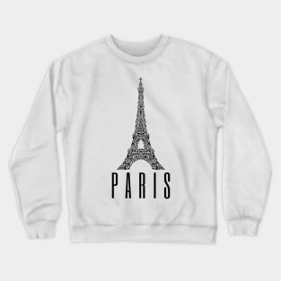 Paris France Eiffel Tower Art Design Black Crewneck Sweatshirt